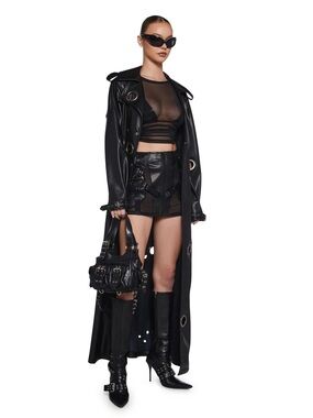 POSTER GRL Naughty Habits Bondage O-Ring Grommet Vegan Leather Mini Skirt